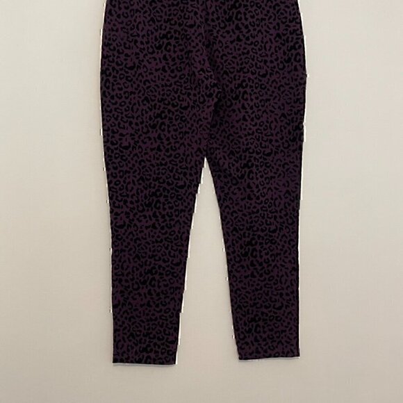 SUSAN GRAVER Weekend Flocked Cotton Spandex Leggings Purple Leopard Cheetah M - Picture 12 of 12